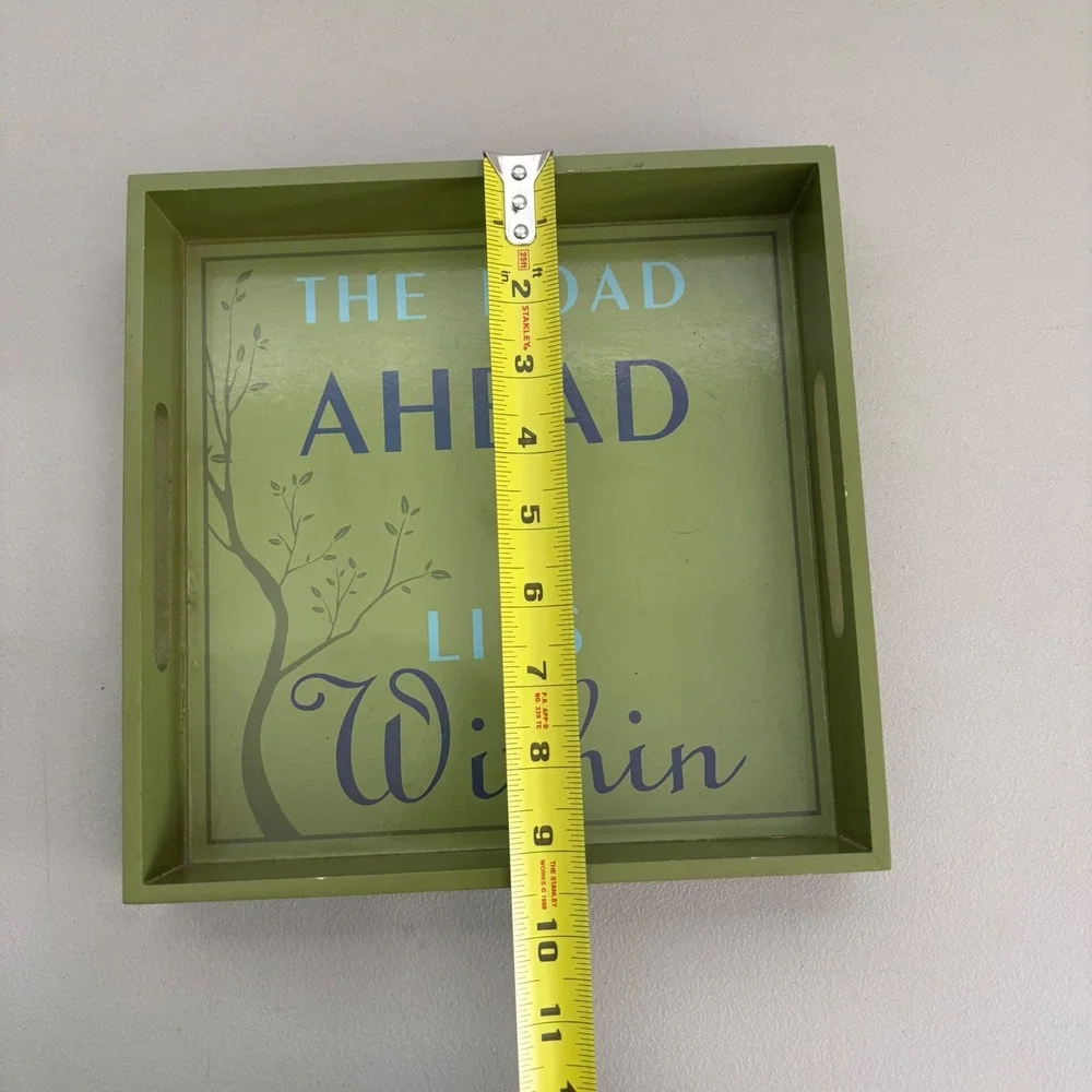 Target Home‎ Olive Green Wooden Decorative Tray The Road Ahead Lies Within 10x10